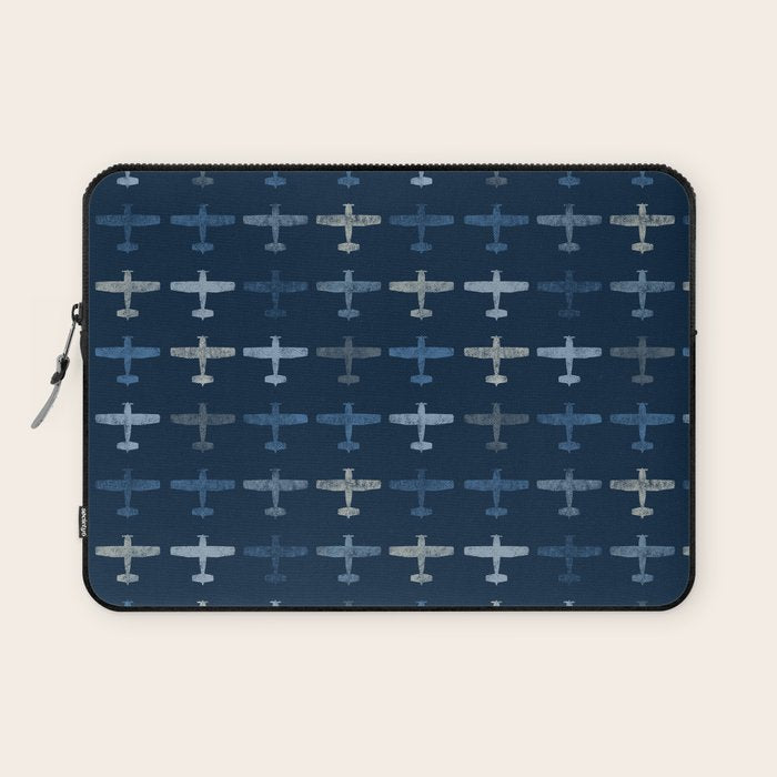 Blue airplane pattern Laptop Sleeve Gallery Image 1