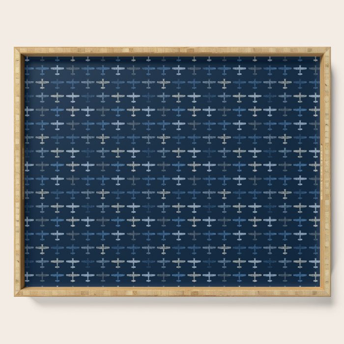 Blue airplane pattern Serving Tray Gallery Image 1