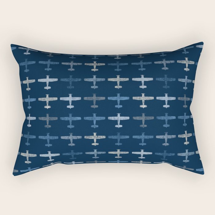 Blue airplane pattern Rectangular Pillow Gallery Image 1