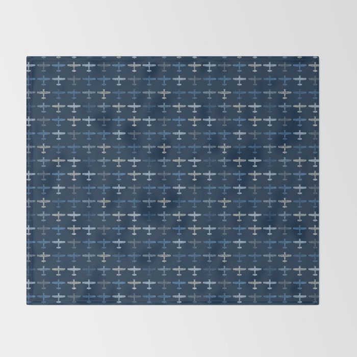 Blue airplane pattern Throw Blanket Gallery Image 2
