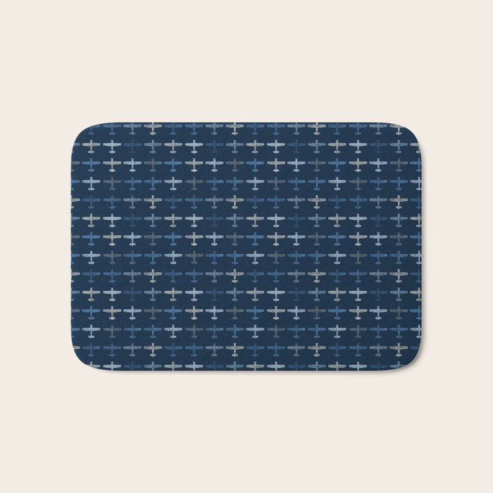 Blue airplane pattern Bath Mat Gallery Image 1