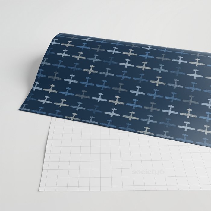 Blue airplane pattern Wrapping Paper Gallery Image 2