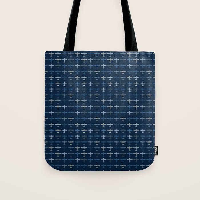 Blue airplane pattern Tote Bag Gallery Image 1