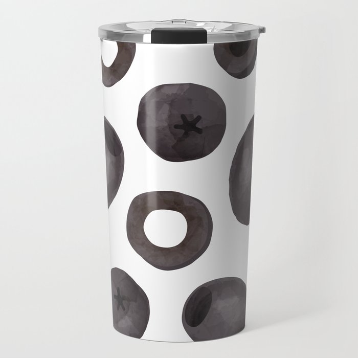 Black olive watercolor pattern print Travel Mug Gallery Image 1