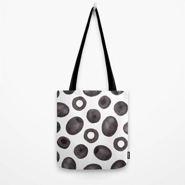 Black olive watercolor pattern print Tote Bag Gallery Image 2