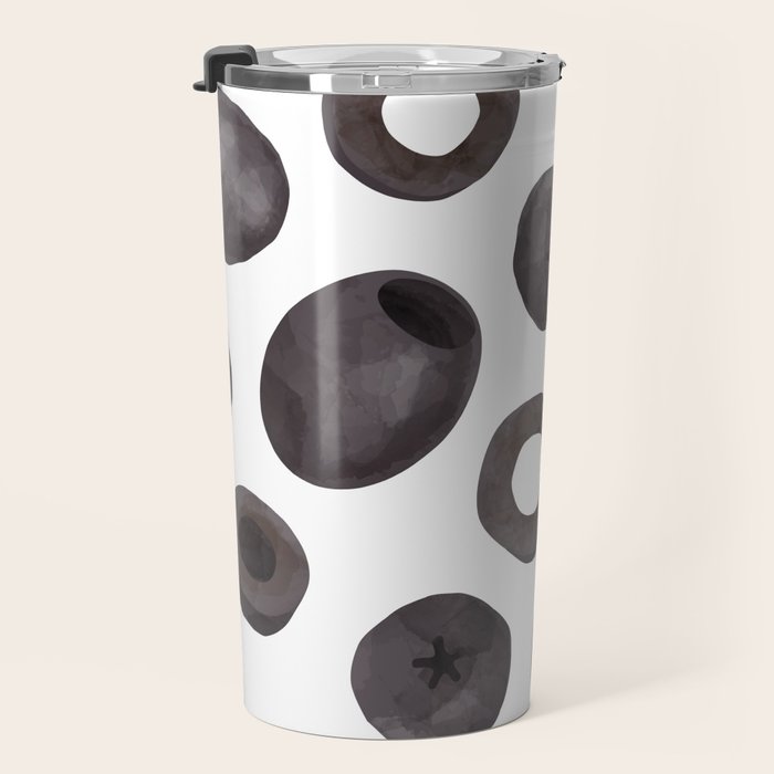 Black olive watercolor pattern print Travel Mug Gallery Image 3