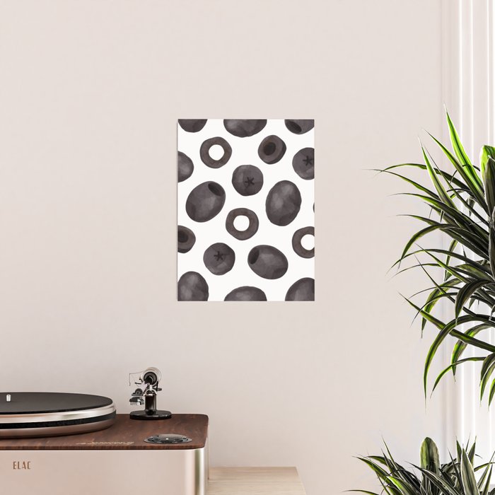 Black olive watercolor pattern print Poster Gallery Image 2