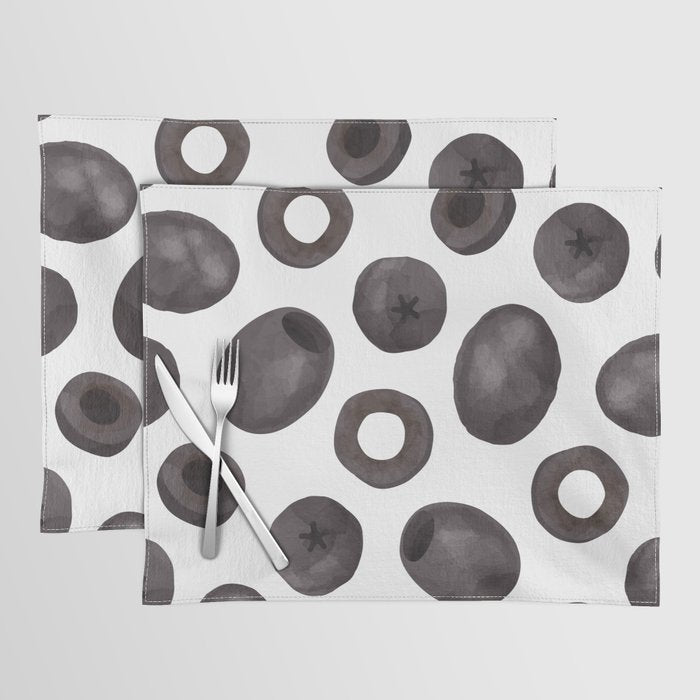 Black olive watercolor pattern print Placemat Gallery Image 1