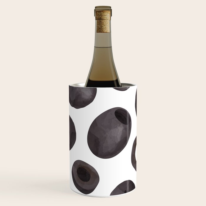 Black olive watercolor pattern print Wine Chiller Gallery Image 2
