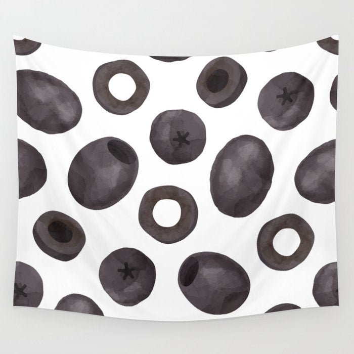 Black olive watercolor pattern print Wall Tapestry Gallery Image 4