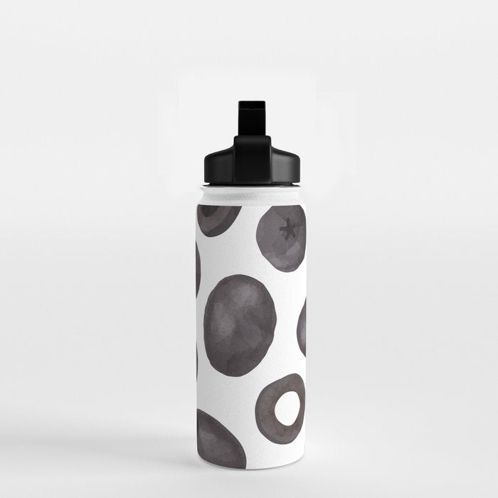 Black olive watercolor pattern print Water Bottle Gallery Image 2