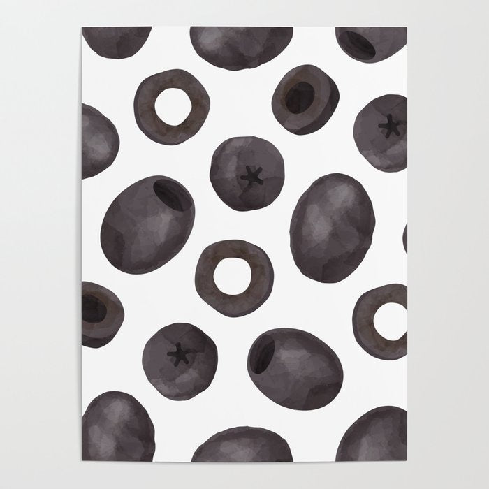 Black olive watercolor pattern print Poster Gallery Image 4