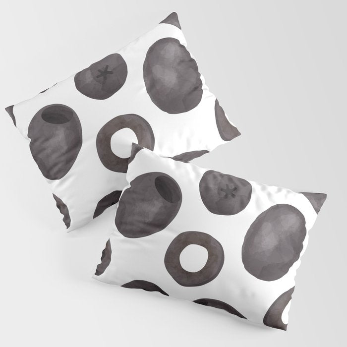 Black olive watercolor pattern print Pillow Sham Gallery Image 1