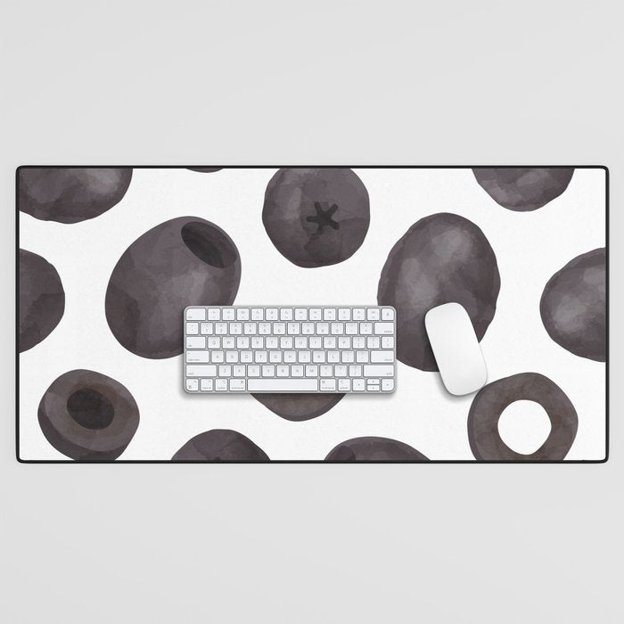 Black olive watercolor pattern print Desk Mat Gallery Image 1