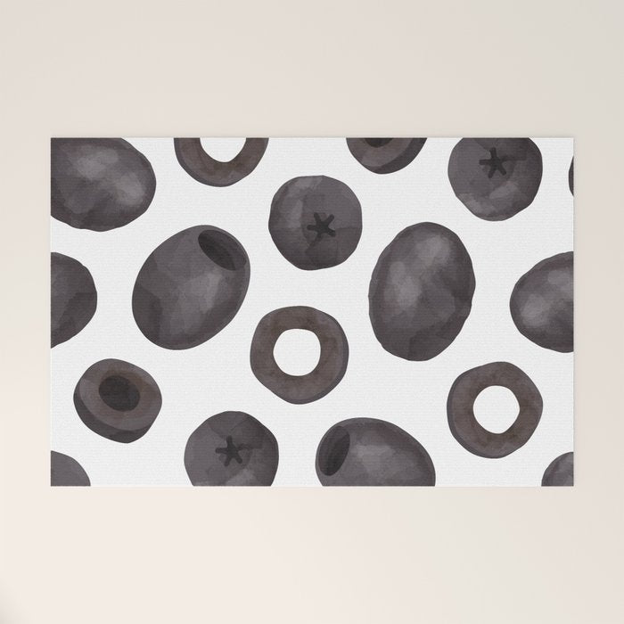 Black olive watercolor pattern print Welcome Mat Gallery Image 1