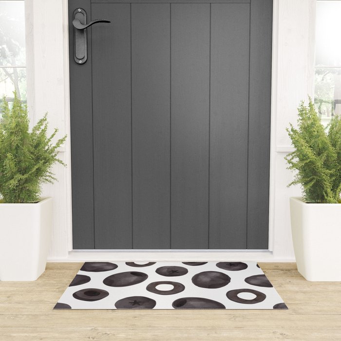 Black olive watercolor pattern print Welcome Mat Gallery Image 3
