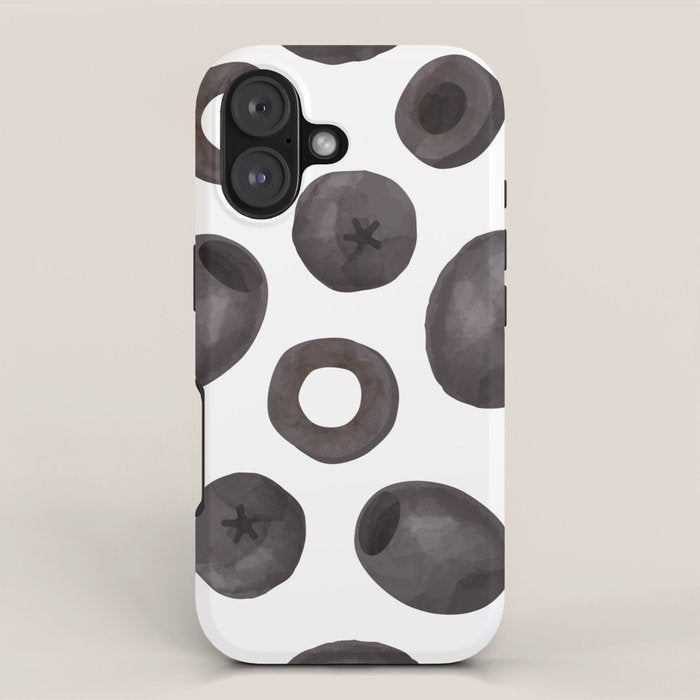 Black olive watercolor pattern print iPhone Case Gallery Image 1