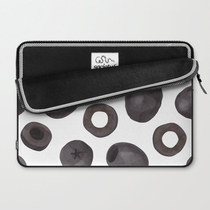 Black olive watercolor pattern print Laptop Sleeve Gallery Image 2