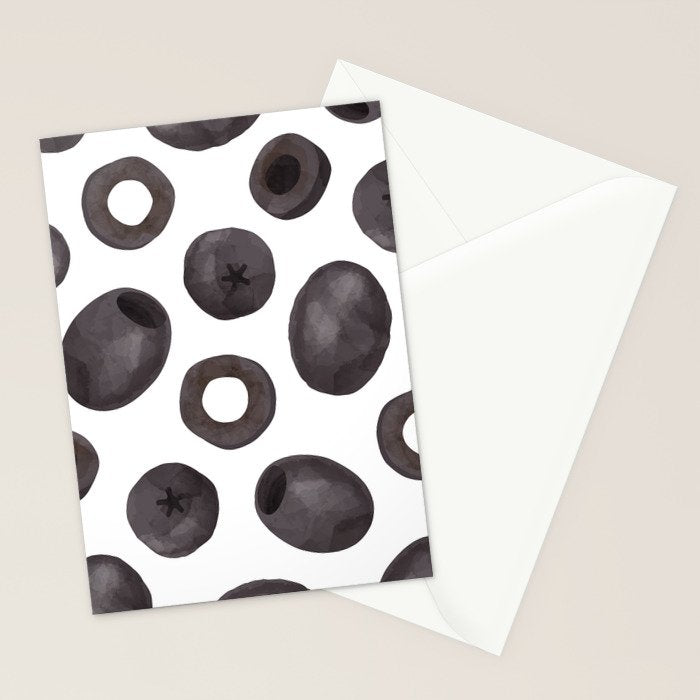 Black olive watercolor pattern print Stationery Card Gallery Image 2