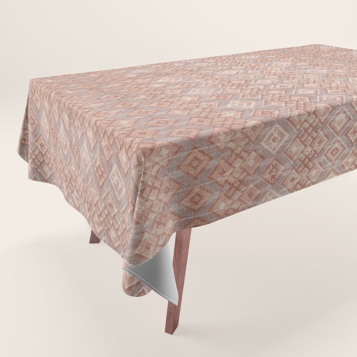 Abstract boho geometric tribal - terracotta Tablecloth Gallery Image 1
