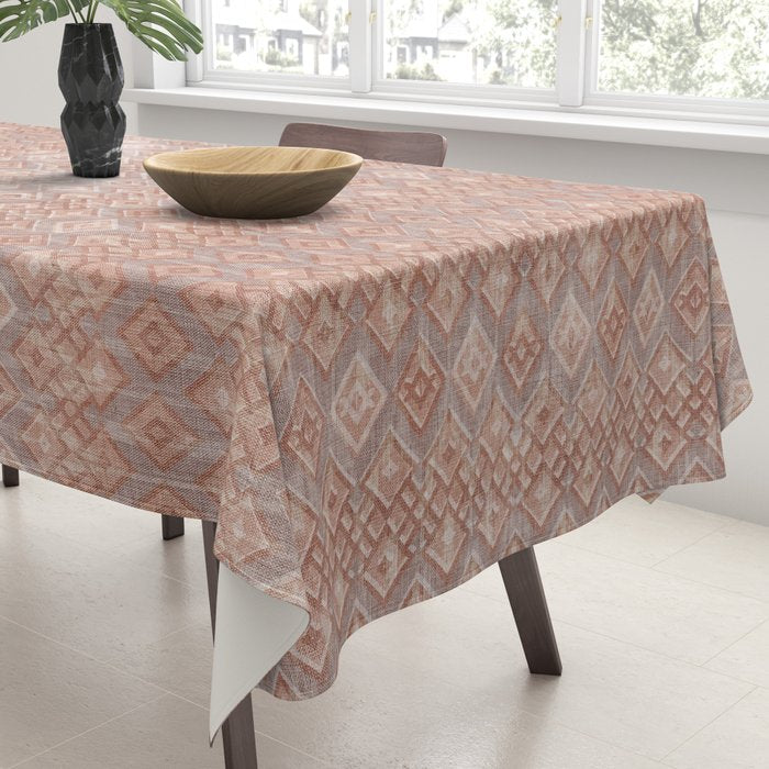 Abstract boho geometric tribal - terracotta Tablecloth Gallery Image 3