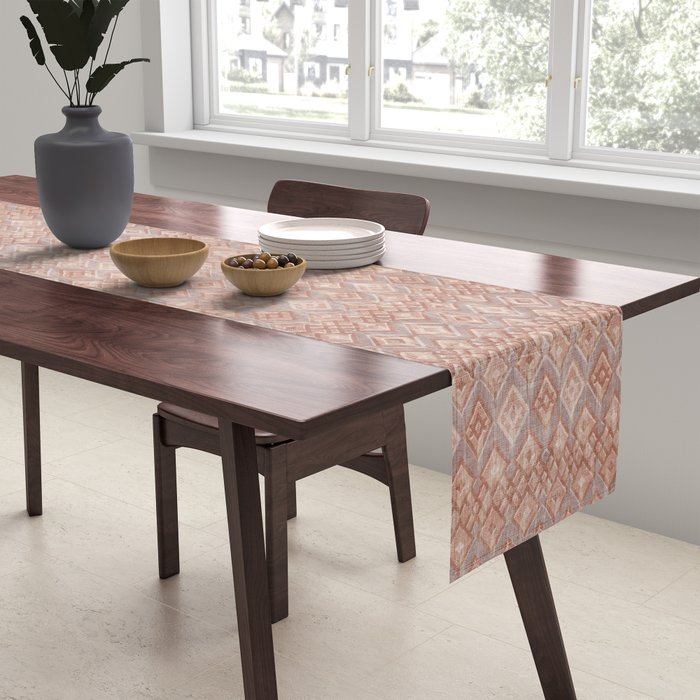 Abstract boho geometric tribal - terracotta Table Runner Gallery Image 2