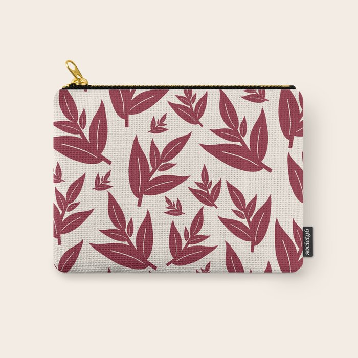Red On Cream Leaves Carry All Pouch Gallery Image 1