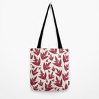 Red On Cream Leaves Tote Bag Gallery Image 2