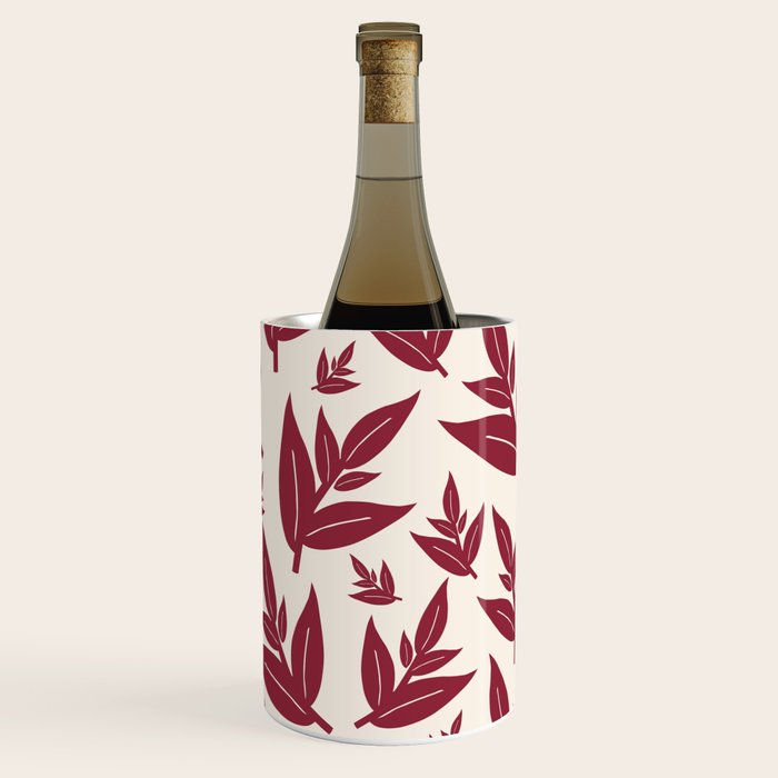 Red On Cream Leaves Wine Chiller Gallery Image 1