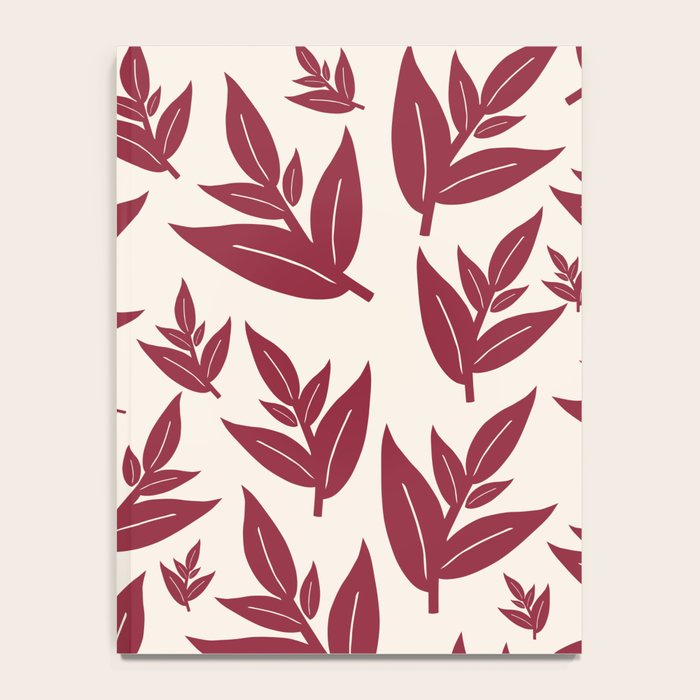 Red On Cream Leaves Notebook Gallery Image 4