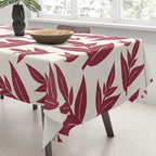 Red On Cream Leaves Tablecloth Gallery Image 3