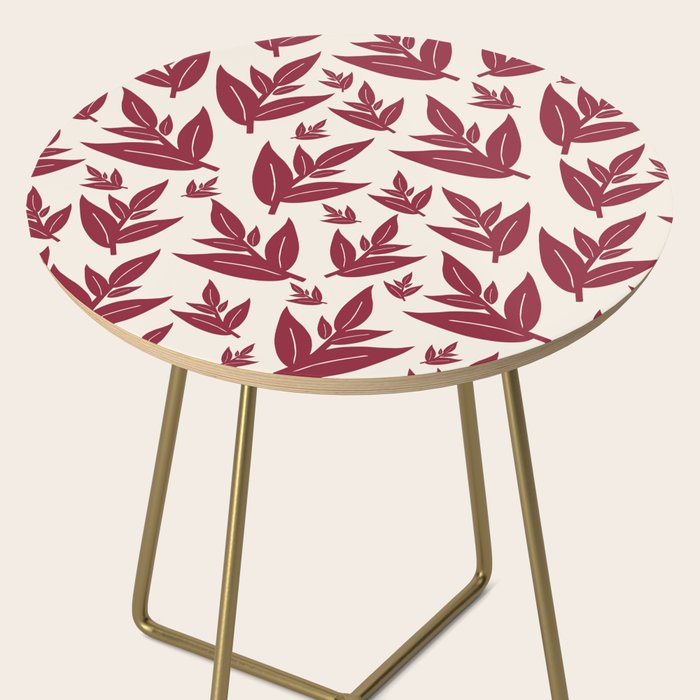 Red On Cream Leaves Side Table Gallery Image 2