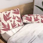 Red On Cream Leaves Pillow Sham Gallery Image 2
