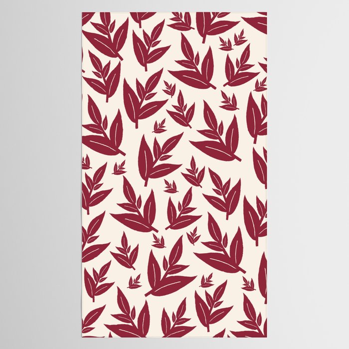 Red On Cream Leaves Tablecloth Gallery Image 2