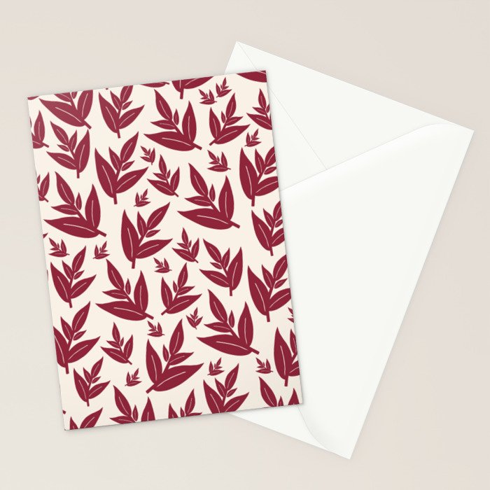 Red On Cream Leaves Stationery Card Gallery Image 2