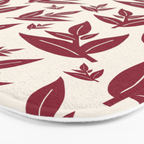 Red On Cream Leaves Bath Mat Gallery Image 3