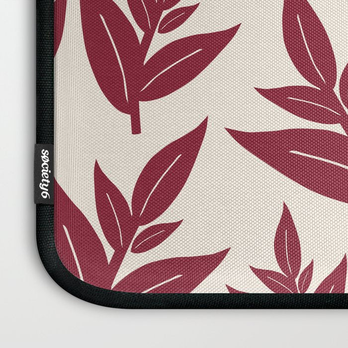 Red On Cream Leaves Laptop Sleeve Gallery Image 3