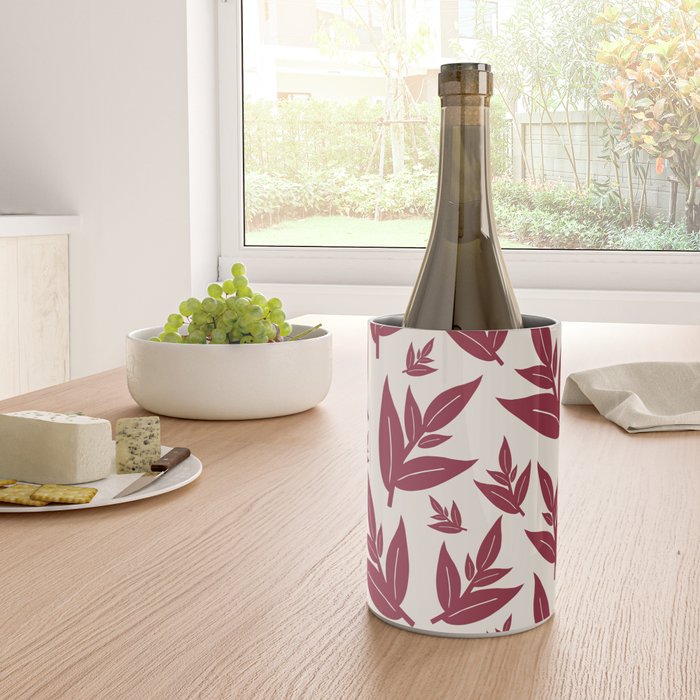 Red On Cream Leaves Wine Chiller Gallery Image 4