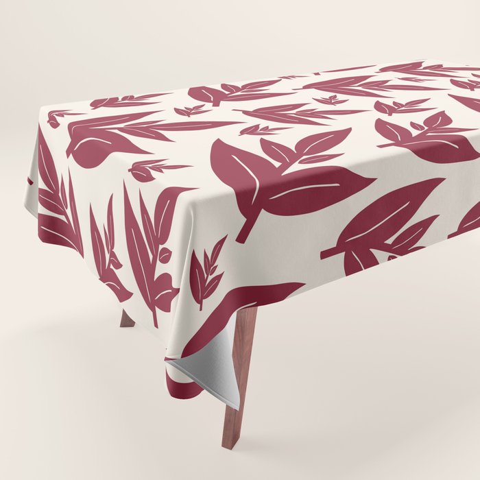 Red On Cream Leaves Tablecloth Gallery Image 1