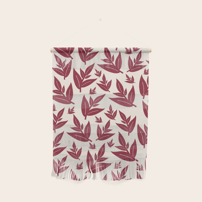 Red On Cream Leaves Wall Hanging Gallery Image 1