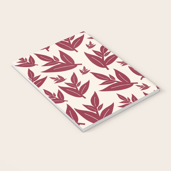 Red On Cream Leaves Notebook Gallery Image 3