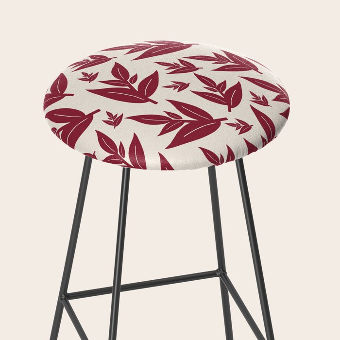 Red On Cream Leaves Stool Gallery Image 2