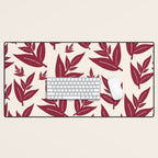 Red On Cream Leaves Desk Mat Gallery Image 1