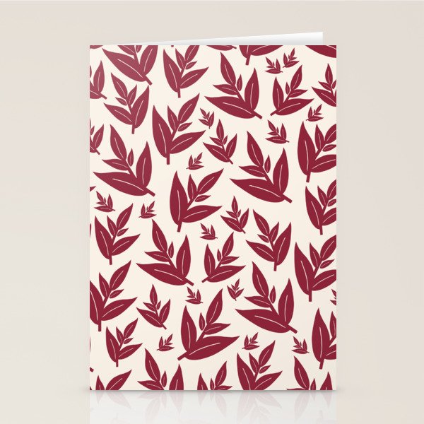 Red On Cream Leaves Stationery Card Gallery Image 1