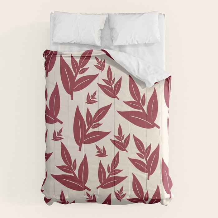 Red On Cream Leaves Comforter Gallery Image 1