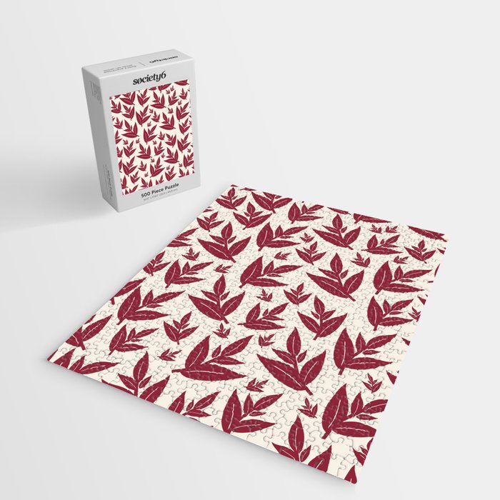 Red On Cream Leaves Jigsaw Puzzle Gallery Image 2