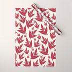 Red On Cream Leaves Wrapping Paper Gallery Image 1