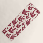 Red On Cream Leaves Yoga Mat Gallery Image 1