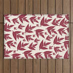 Red On Cream Leaves Outdoor Rug Gallery Image 1