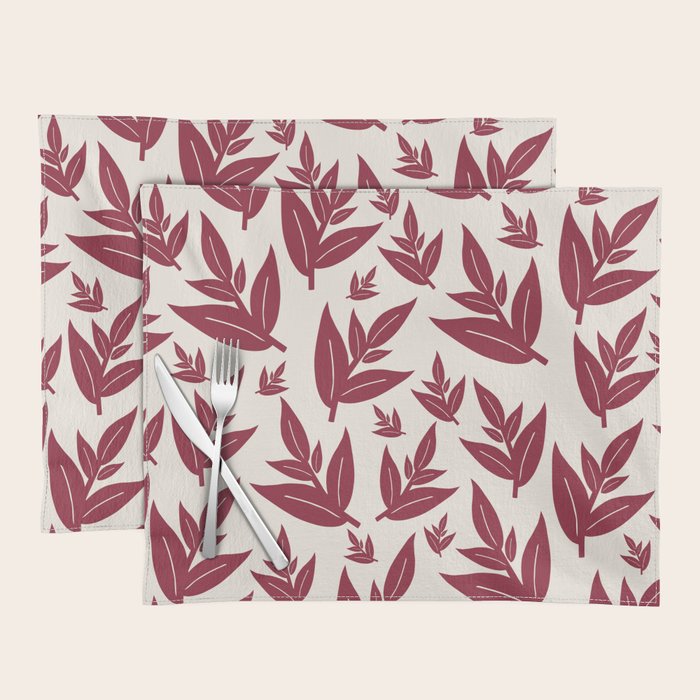 Red On Cream Leaves Placemat Gallery Image 1